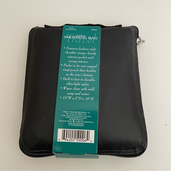 NWT Folding Travel Shopping Bag - Samsonite - Black - Foldable Collection - Picture 2 of 5